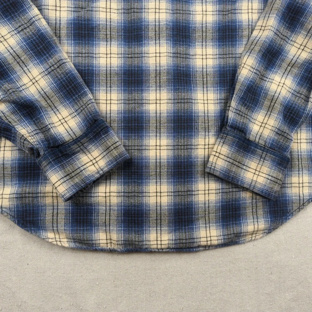 Levis Shirt Mens 2XL Blue Plaid Flannel Pearl Snap Western‎ Cowboy Rodeo